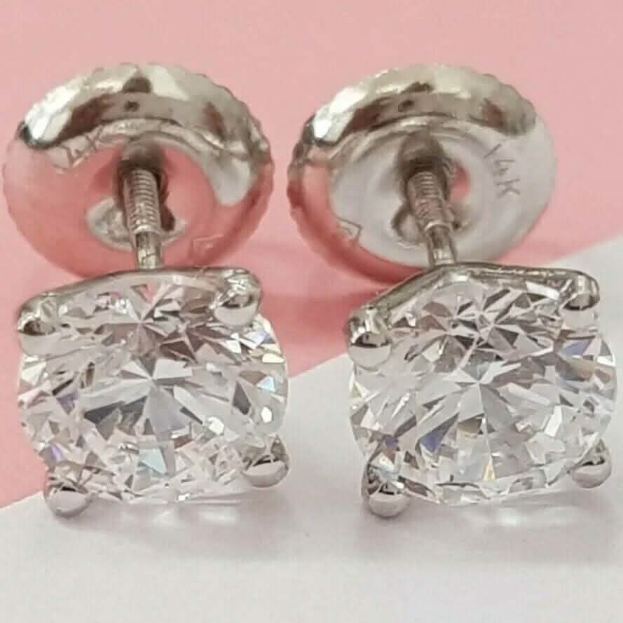 2.15 Ct Diamond Stud Earrings Natural Round Real 14k White Gold Martini F-G/I1 DailySale