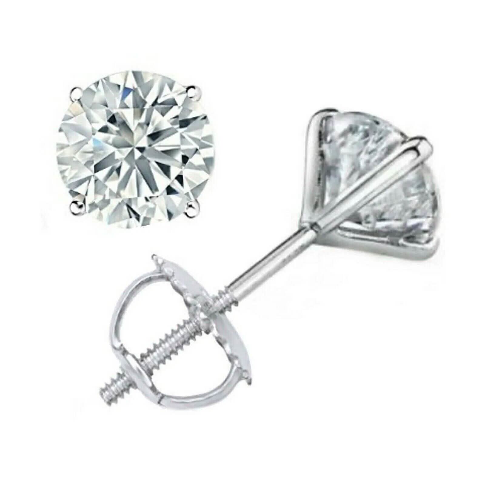 2.15 Ct Diamond Stud Earrings Natural Round Real 14k White Gold Martini F-G/I1 DailySale