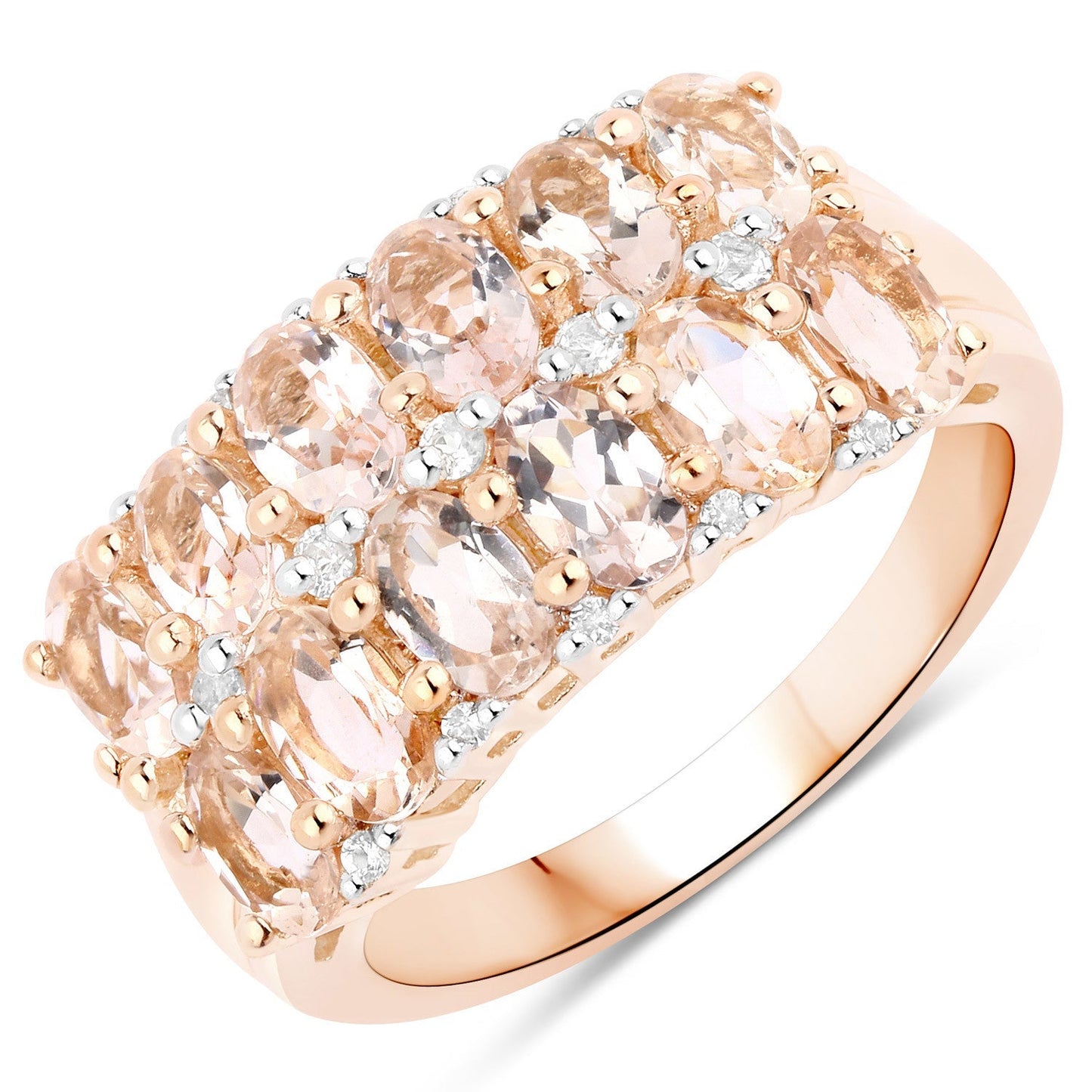 2.80 Carat Genuine Morganite and White Topaz .925 Sterling Silver Ring Bids.com