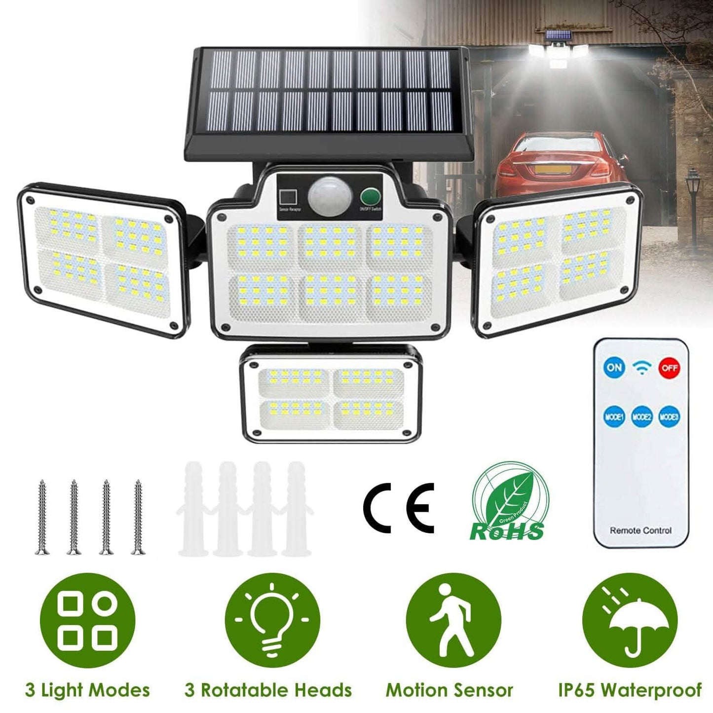 216 LEDs  Solar Outdoor Light Motion Sensor Security Wireless Lamp DailySale