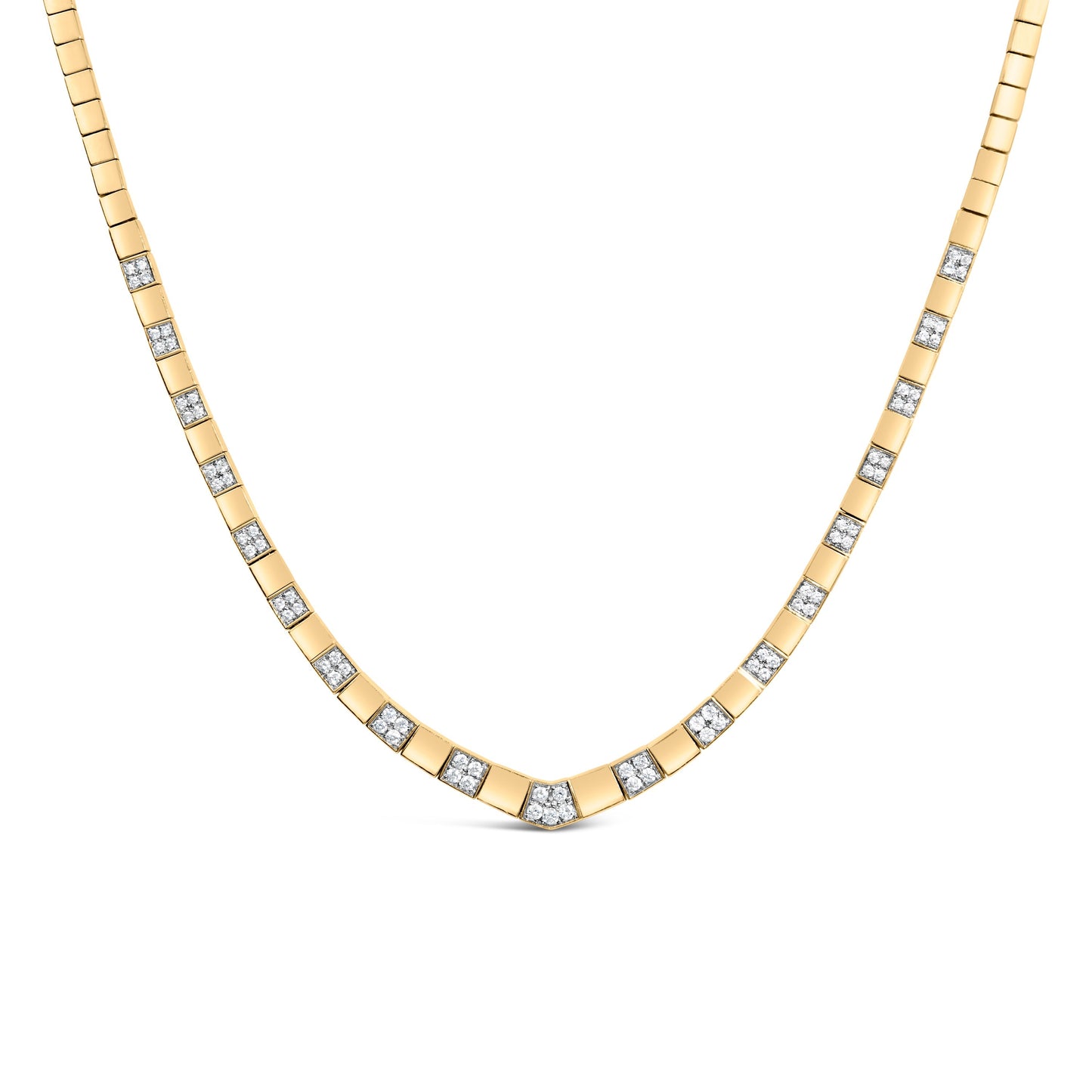 14K Yellow Gold 4/5 Cttw Diamond Cluster and Bar Set Link 3.5 MM Chain Necklace (G-H Color, VS1-VS2 Clarity) - 16" Inches Bids.com