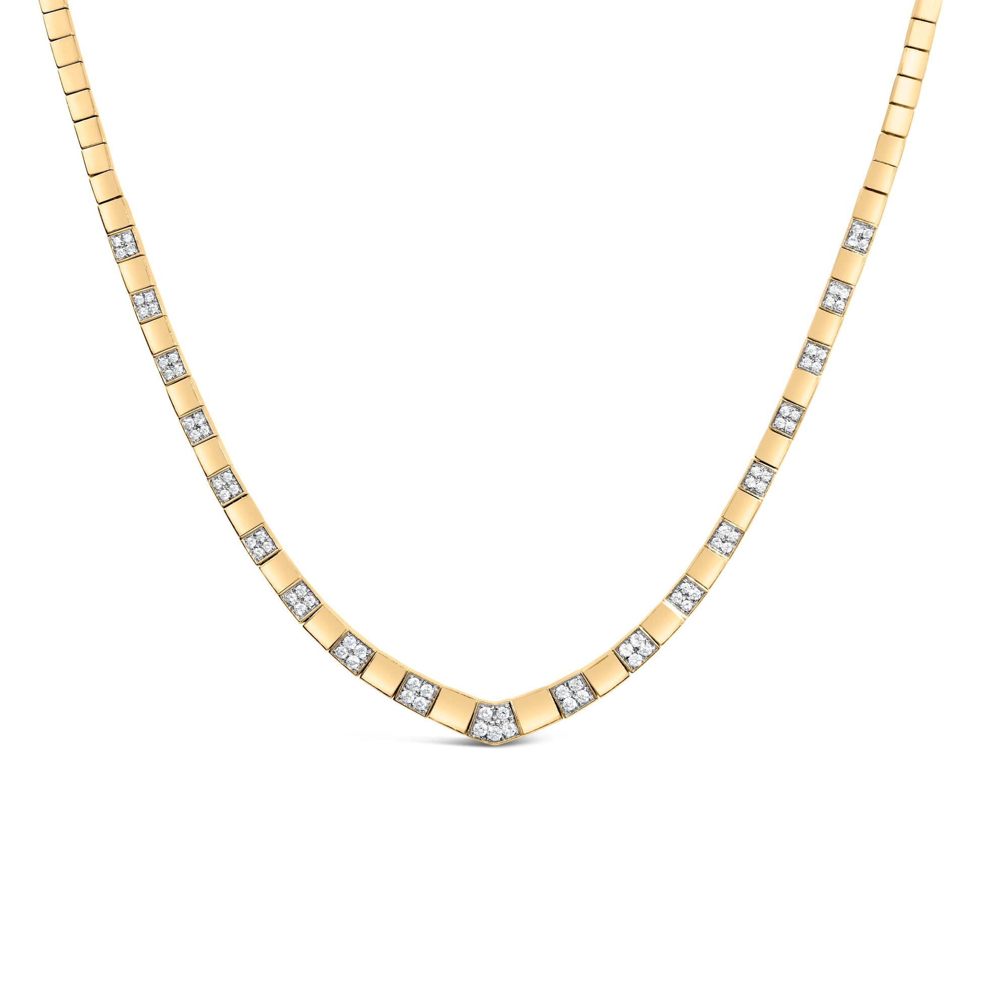 14K Yellow Gold 4/5 Cttw Diamond Cluster and Bar Set Link 3.5 MM Chain Necklace (G-H Color, VS1-VS2 Clarity) - 16" Inches Bids.com