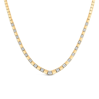 14K Yellow Gold 4/5 Cttw Diamond Cluster and Bar Set Link 3.5 MM Chain Necklace (G-H Color, VS1-VS2 Clarity) - 16" Inches Bids.com
