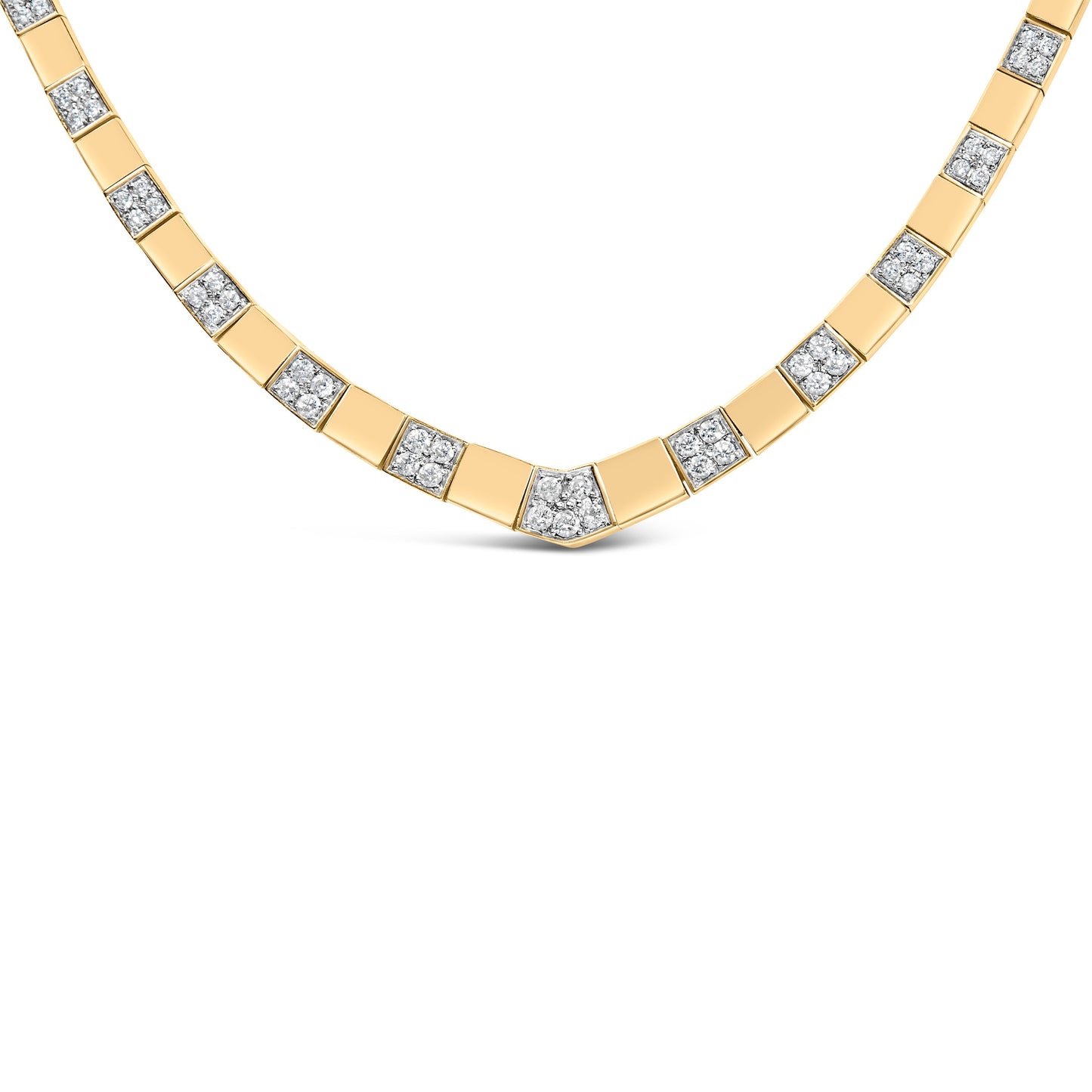 14K Yellow Gold 4/5 Cttw Diamond Cluster and Bar Set Link 3.5 MM Chain Necklace (G-H Color, VS1-VS2 Clarity) - 16" Inches Bids.com