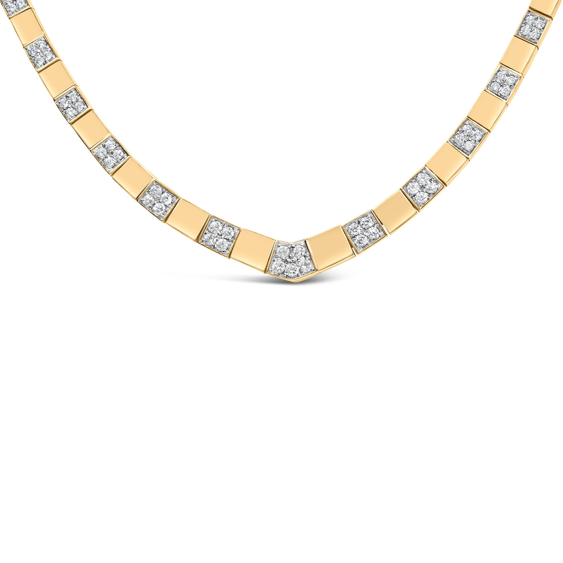 14K Yellow Gold 4/5 Cttw Diamond Cluster and Bar Set Link 3.5 MM Chain Necklace (G-H Color, VS1-VS2 Clarity) - 16" Inches Bids.com