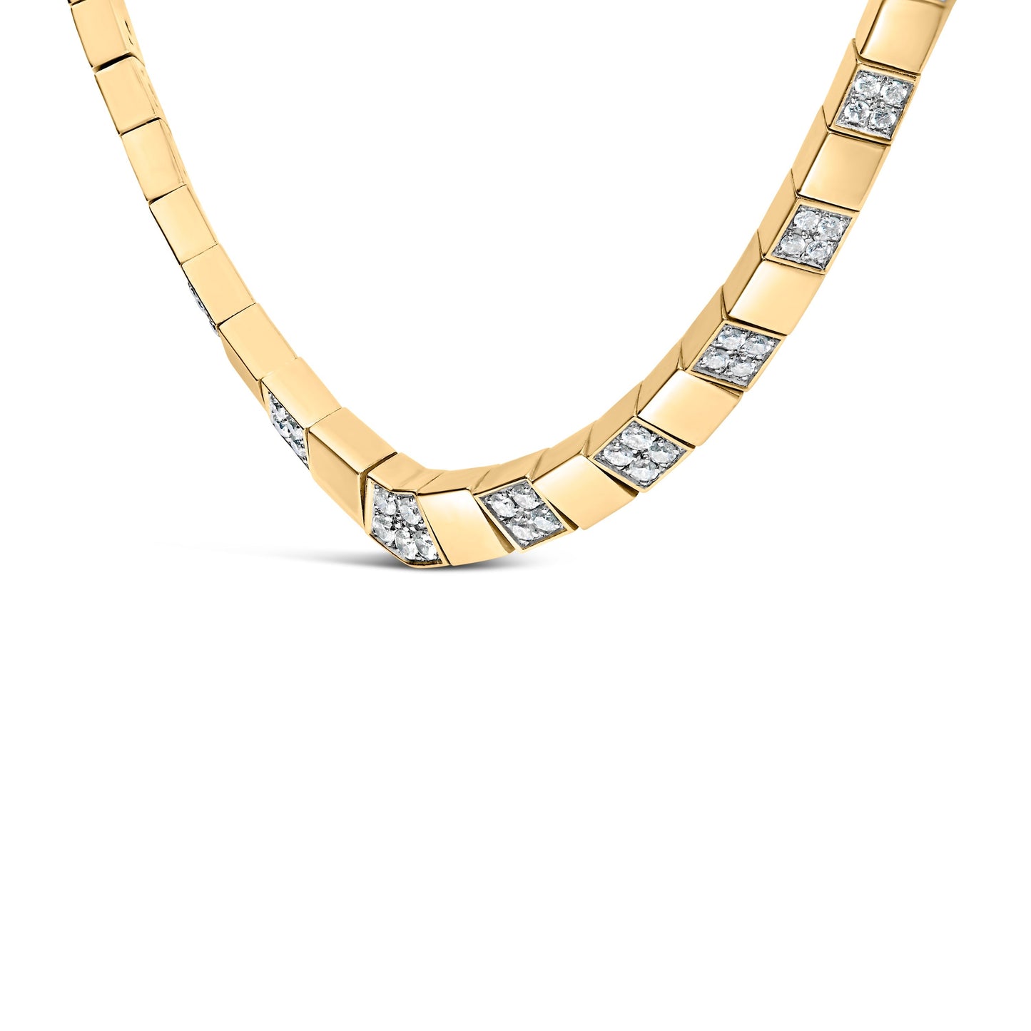 14K Yellow Gold 4/5 Cttw Diamond Cluster and Bar Set Link 3.5 MM Chain Necklace (G-H Color, VS1-VS2 Clarity) - 16" Inches Bids.com