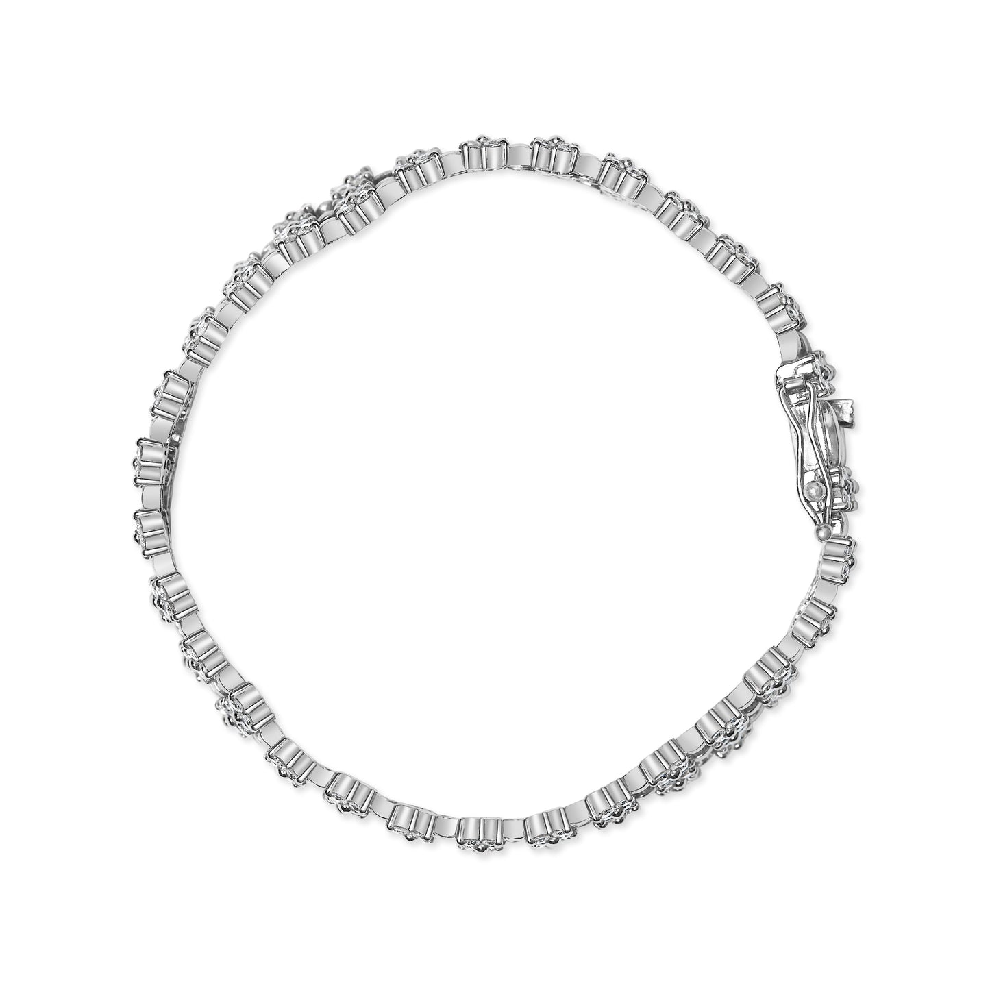 18K White Gold 7 1/2 Cttw Diamond 3 Row Floral Link Bracelet (G-H Color, VS1-VS2 Clarity) - 7 " Inches Bids.com