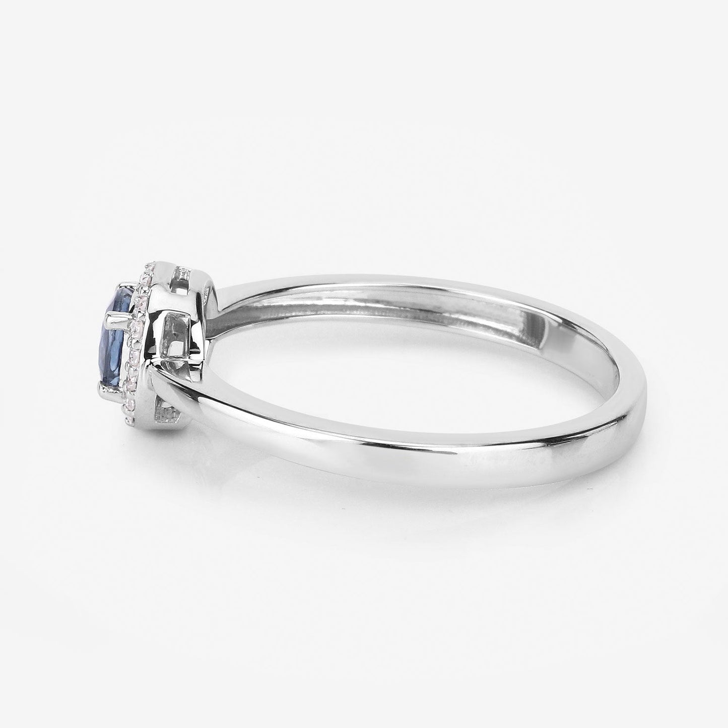 0.52 Carat Genuine Blue Sapphire and White Diamond 14K White Gold Ring Bids.com
