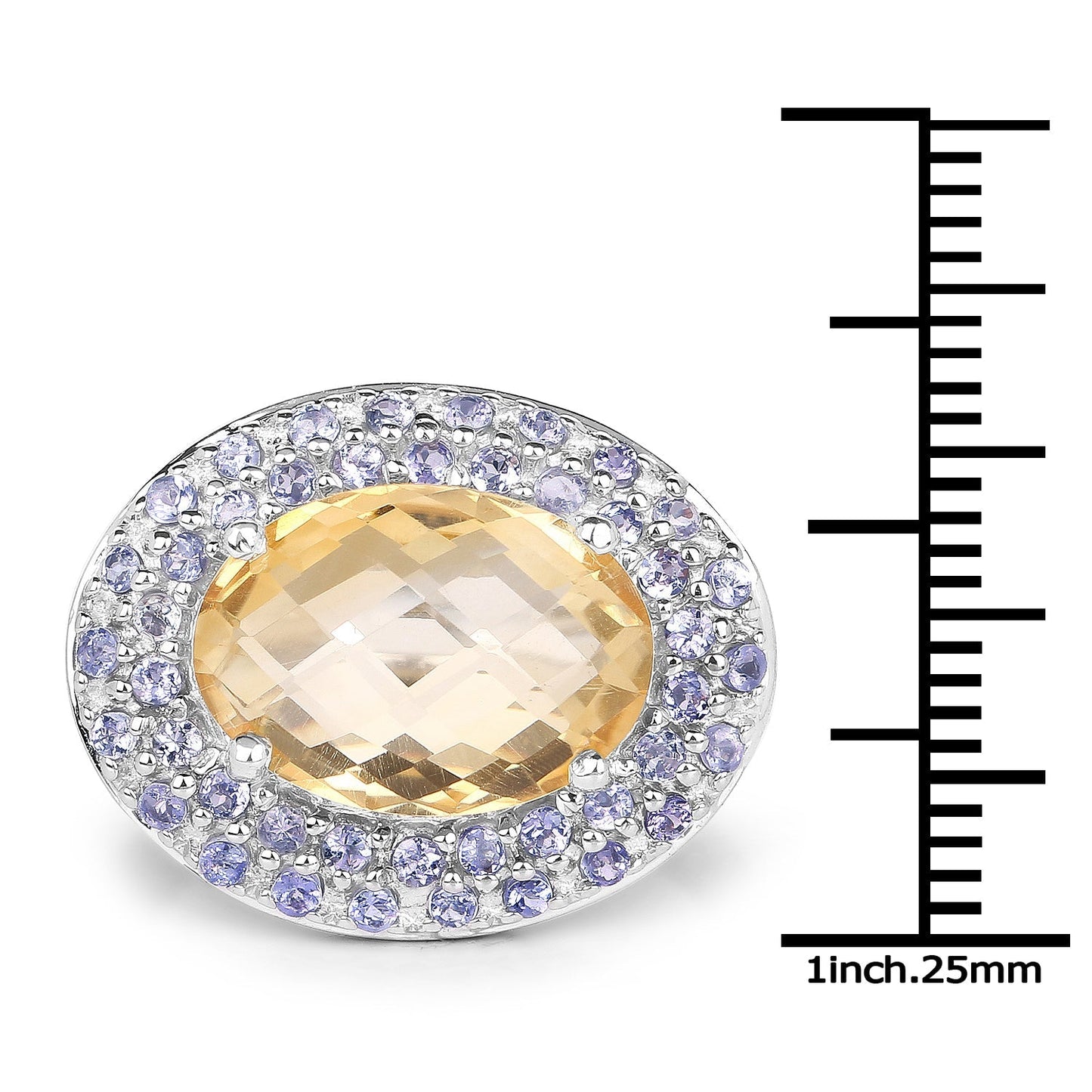5.78 Carat Genuine Citrine and Tanzanite .925 Sterling Silver Ring Bids.com