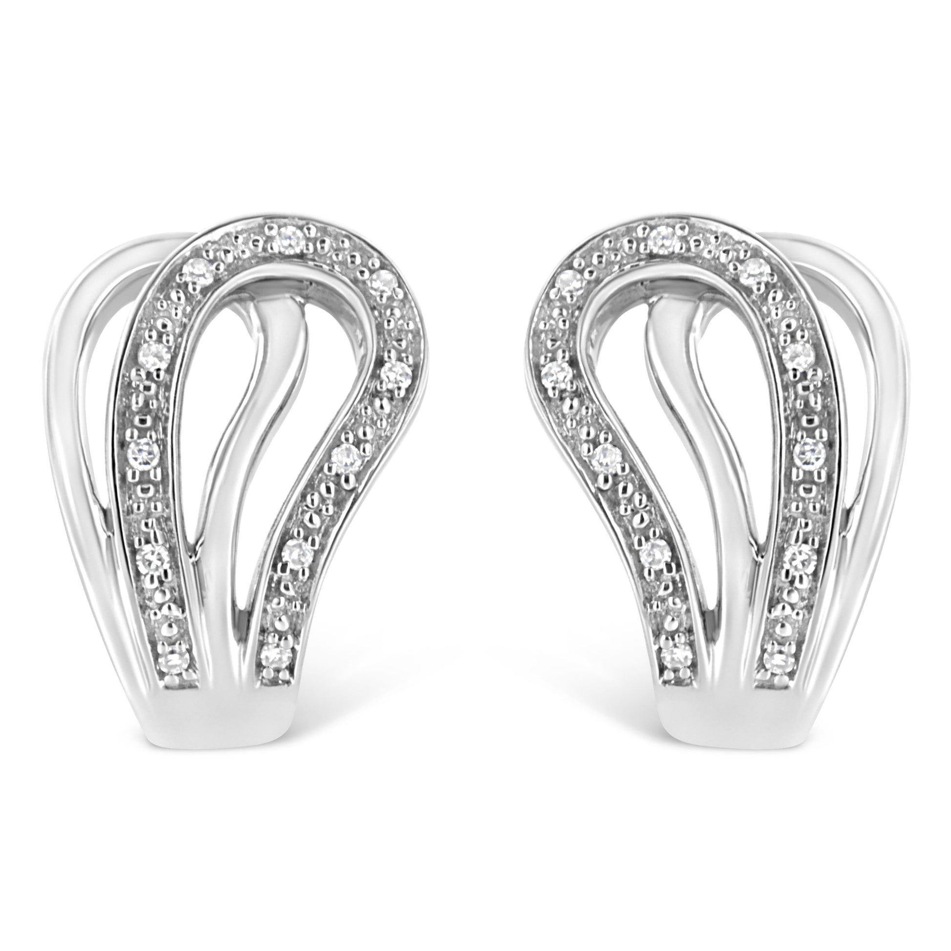 .925 Sterling Silver Pave-Set Diamond Accent Horseshoe Hoop Earring (I-J Color, I1-I2 Clarity) Bids.com