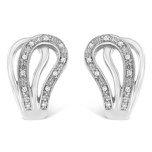 .925 Sterling Silver Pave-Set Diamond Accent Horseshoe Hoop Earring (I-J Color, I1-I2 Clarity) Bids.com