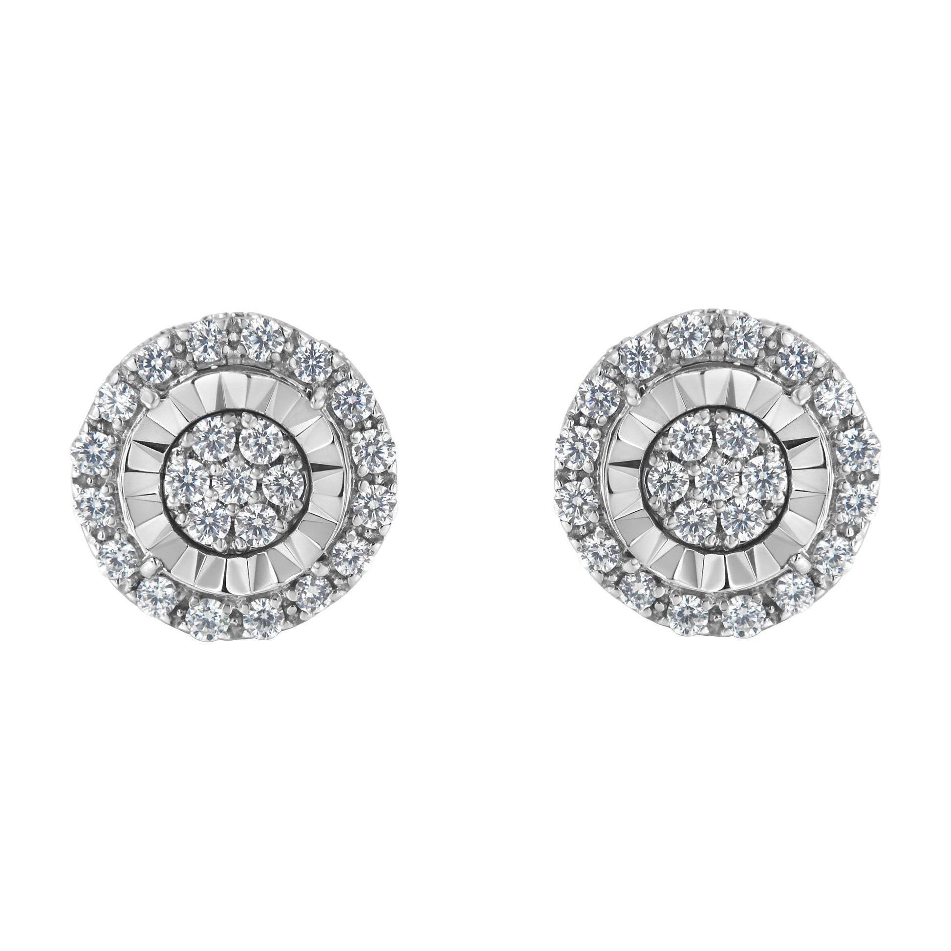 Sterling Silver Diamond Cluster Earrings (1 cttw, I-J Color, I2-I3 Clarity) Bids.com