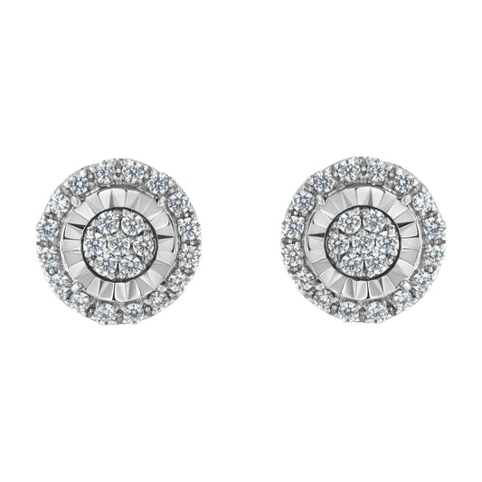 Sterling Silver Diamond Cluster Earrings (1 cttw, I-J Color, I2-I3 Clarity) Bids.com
