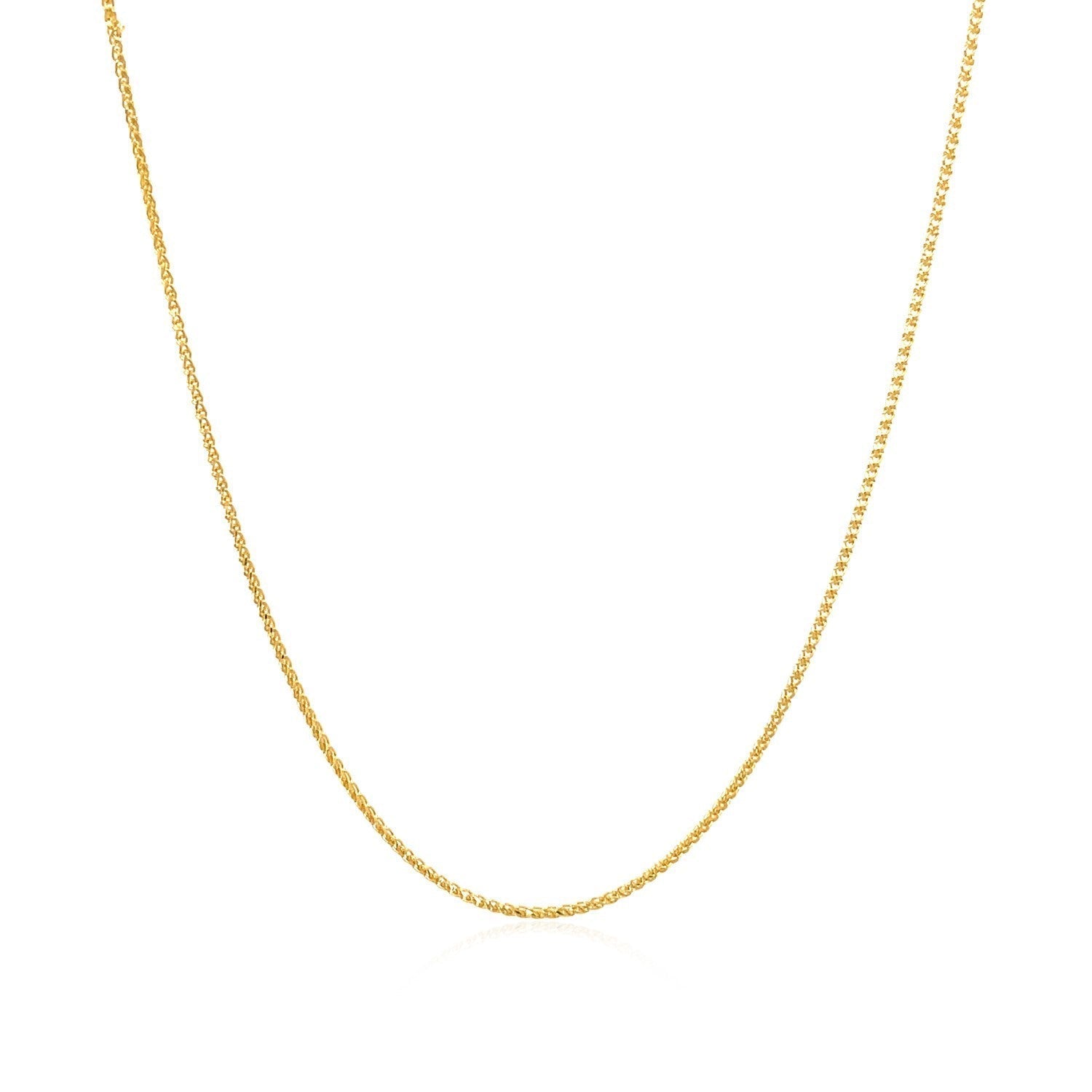 14k Yellow Gold Diamond Cut Round Wheat Chain 0.6mm Bids.com