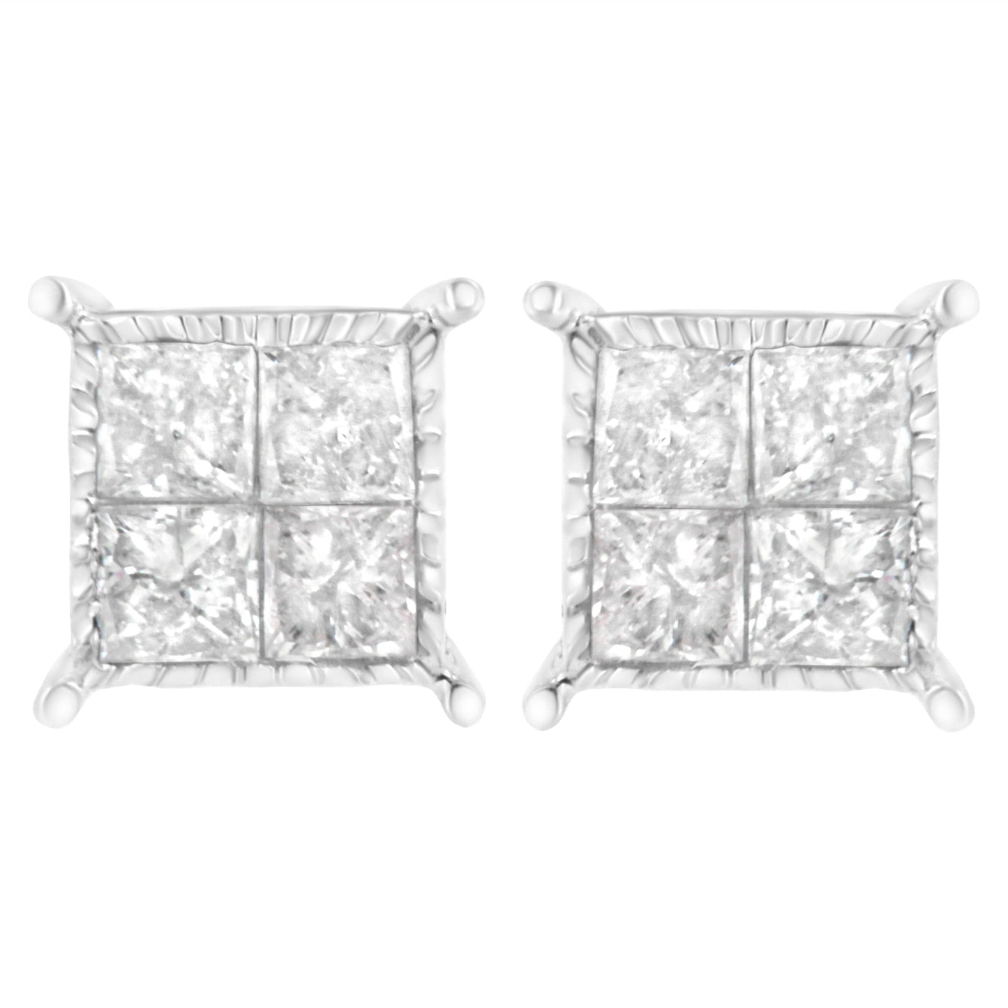Sterling Silver 3/4 cttw Composite Diamond Stud Earrings (I-J, I2-I3) Bids.com