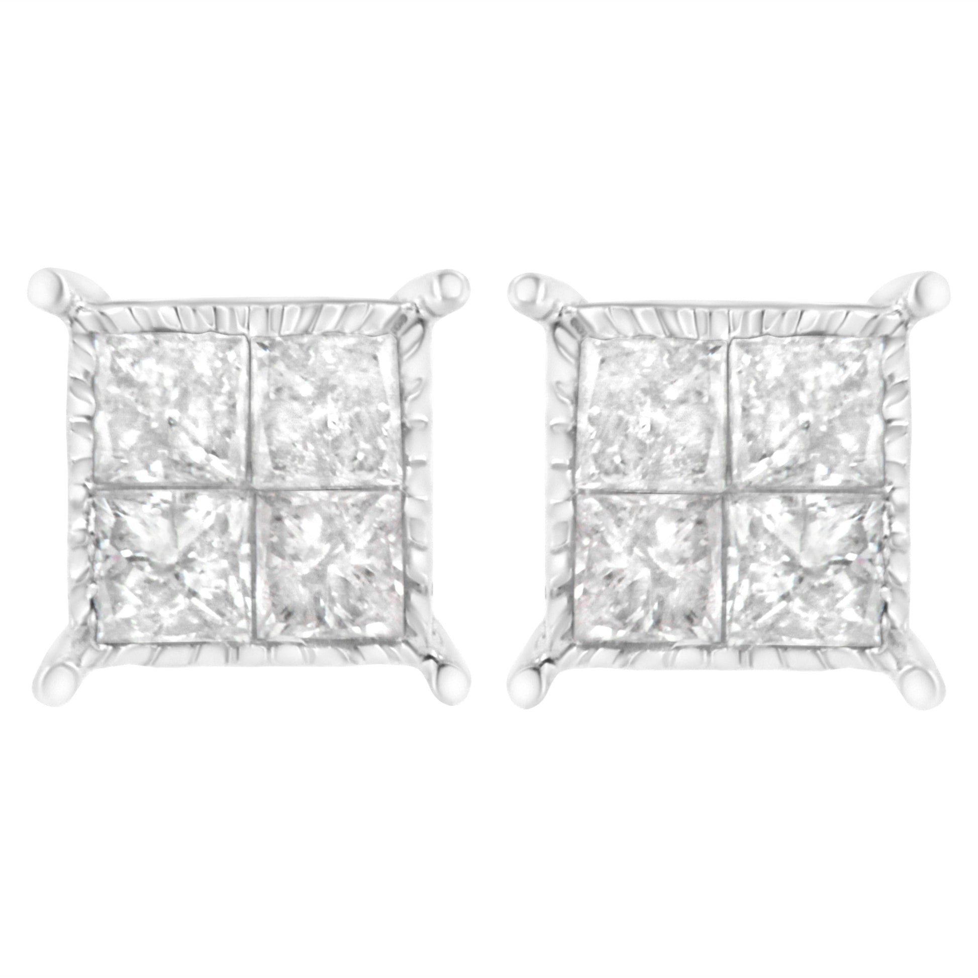 Sterling Silver 3/4 cttw Composite Diamond Stud Earrings (I-J, I2-I3) Bids.com