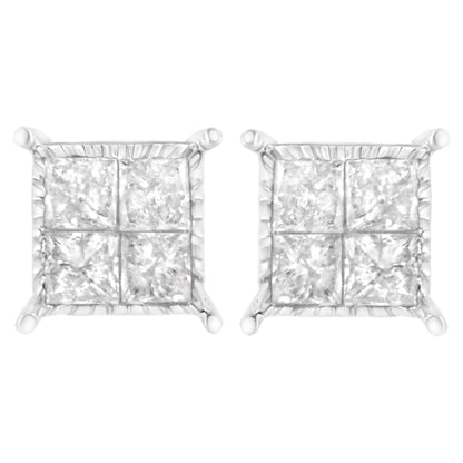 Sterling Silver 3/4 cttw Composite Diamond Stud Earrings (I-J, I2-I3) Bids.com