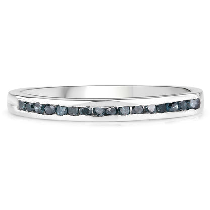 0.20 Carat Genuine Blue Diamond .925 Sterling Silver Ring Bids.com