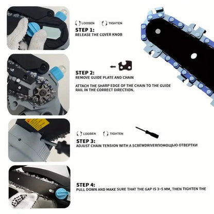 21V 4-6 Inch Cordless Chainsaw Kit with Built-in Lubrication, Battery and Charger DailySale