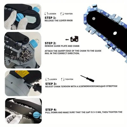 21V 4-6 Inch Cordless Chainsaw Kit with Built-in Lubrication, Battery and Charger DailySale
