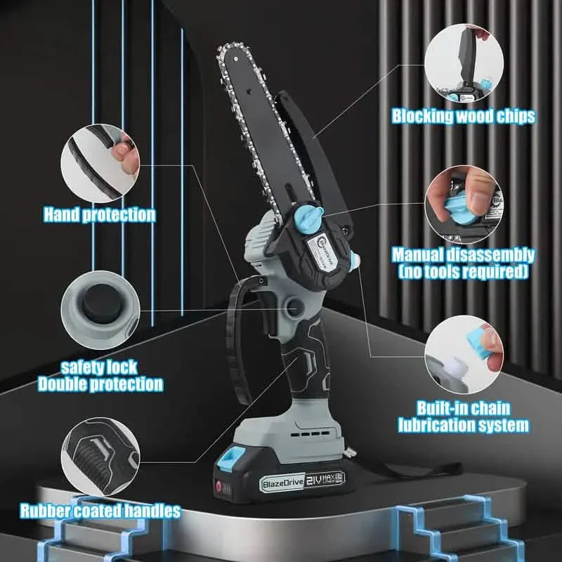 21V 4-6 Inch Cordless Chainsaw Kit with Built-in Lubrication, Battery and Charger DailySale
