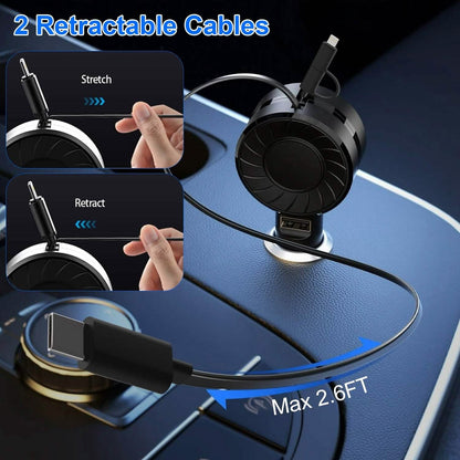21W 3-in-1 Retractable Car Phone Charger DailySale