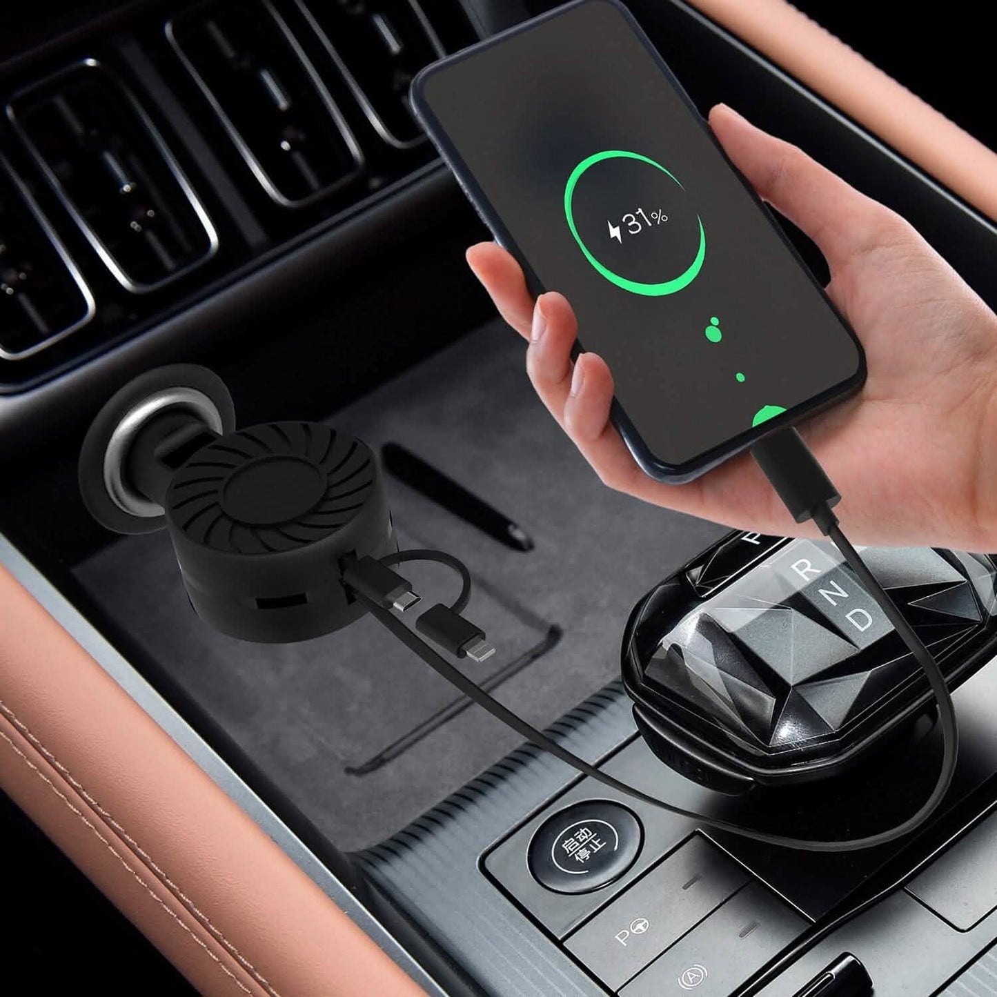 21W 3-in-1 Retractable Car Phone Charger DailySale