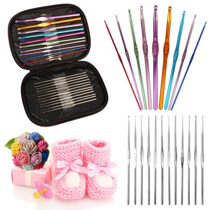 22-Piece: Aluminum Multi-Color Crochet Hook Needles DailySale