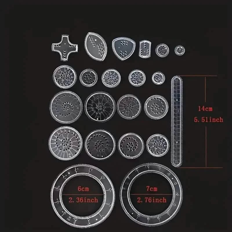 22-Pieces: Transparent Magic Template to Create Stunning Spiral Diagrams DailySale