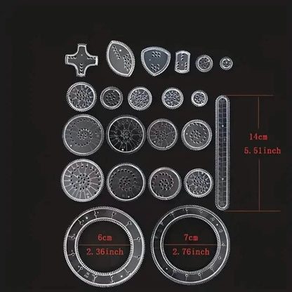 22-Pieces: Transparent Magic Template to Create Stunning Spiral Diagrams DailySale