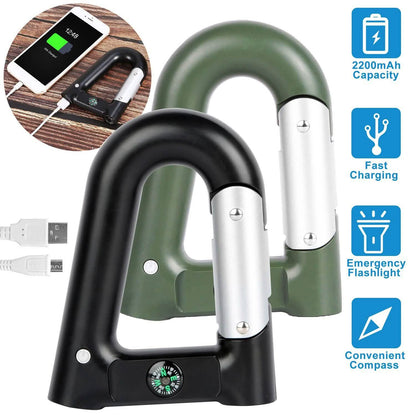 2200 mAh Powerbank with Emergency Flashlight Compass Carabiner-Shaped DailySale