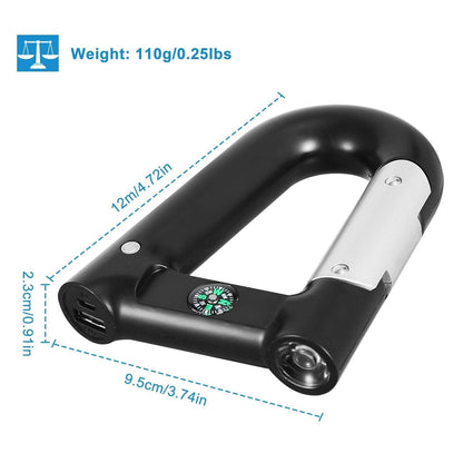 2200 mAh Powerbank with Emergency Flashlight Compass Carabiner-Shaped DailySale