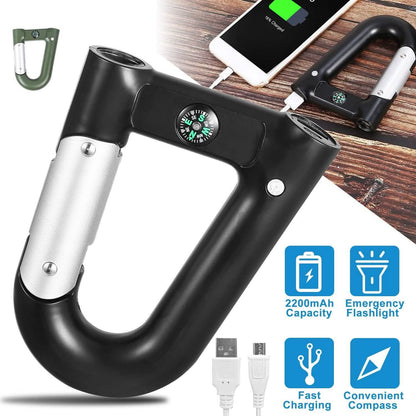 2200 mAh Powerbank with Emergency Flashlight Compass Carabiner-Shaped DailySale