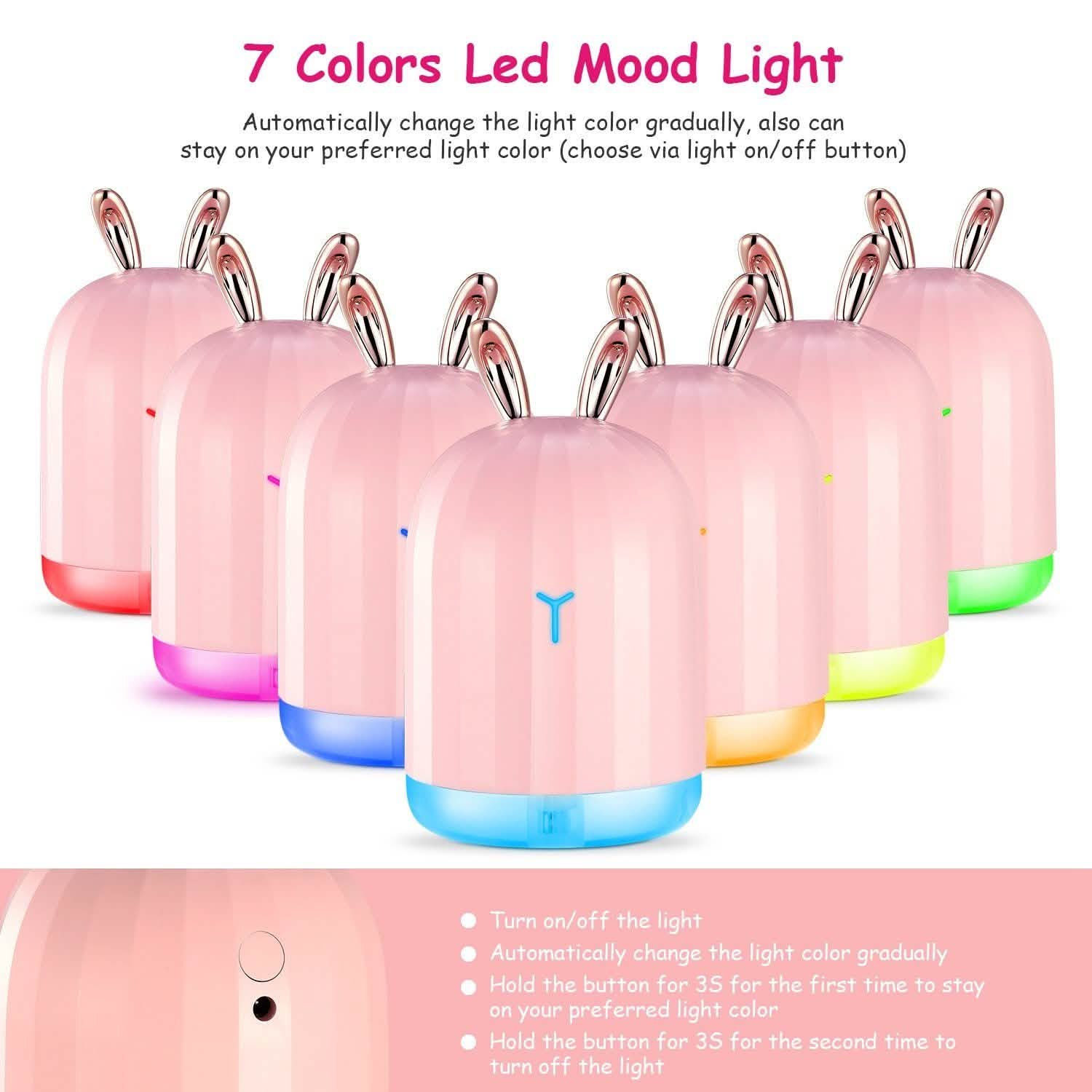 220ml Cool Mist Humidifier Ultrasonic Air Diffuser Atomizer with 7 Color DailySale