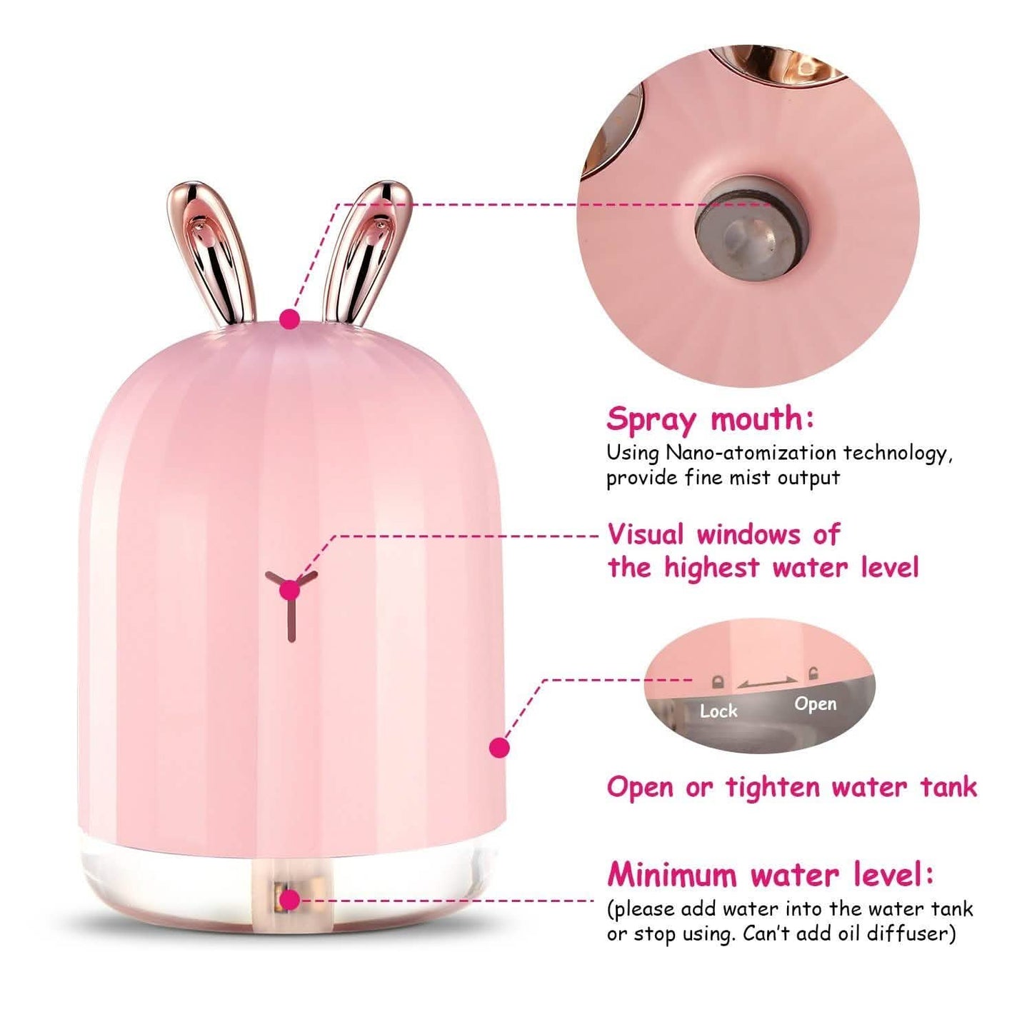 220ml Cool Mist Humidifier Ultrasonic Air Diffuser Atomizer with 7 Color DailySale