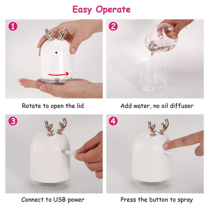 220ml Cool Mist Humidifier Ultrasonic Air Diffuser Atomizer with 7 Color DailySale