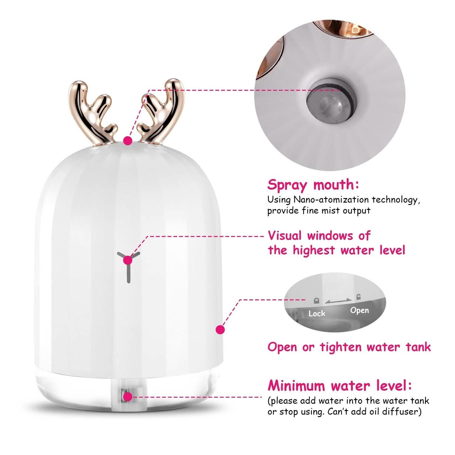 220ml Cool Mist Humidifier Ultrasonic Air Diffuser Atomizer with 7 Color DailySale