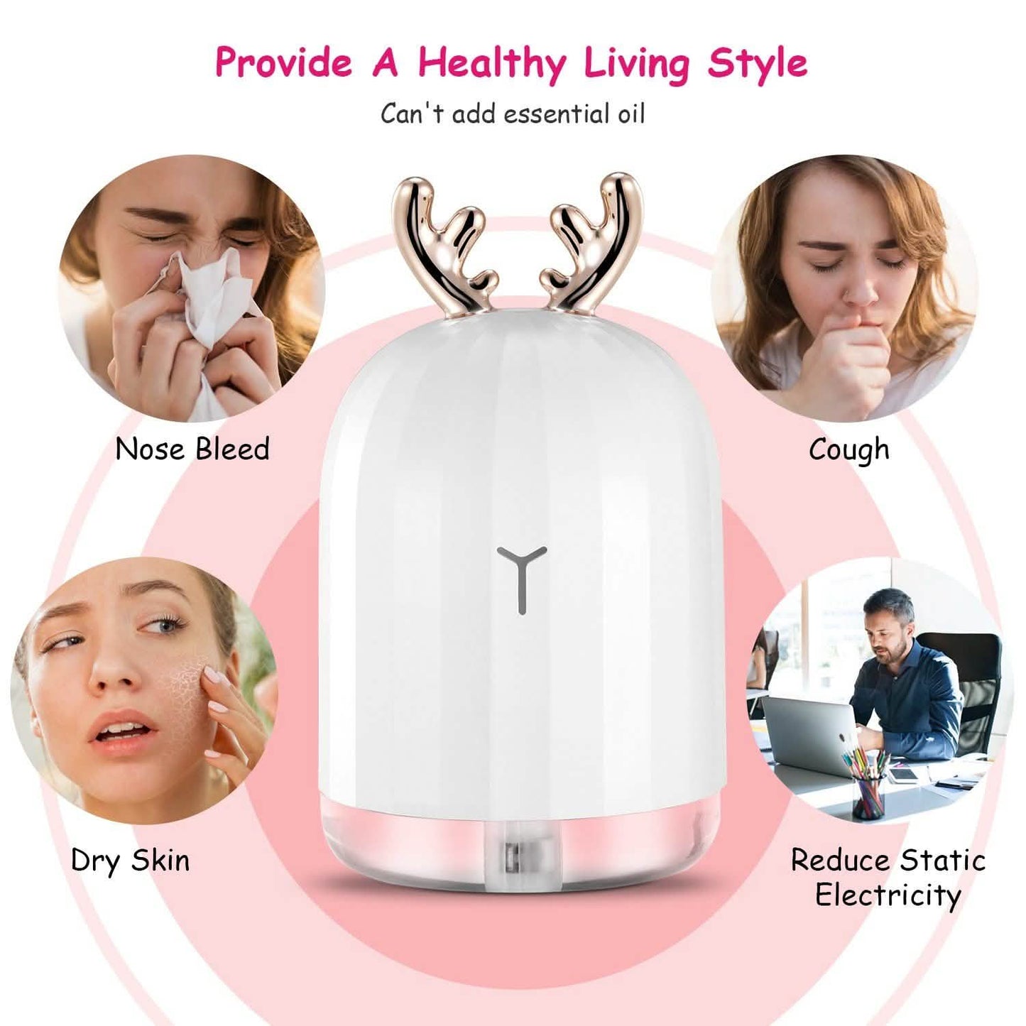 220ml Cool Mist Humidifier Ultrasonic Air Diffuser Atomizer with 7 Color DailySale