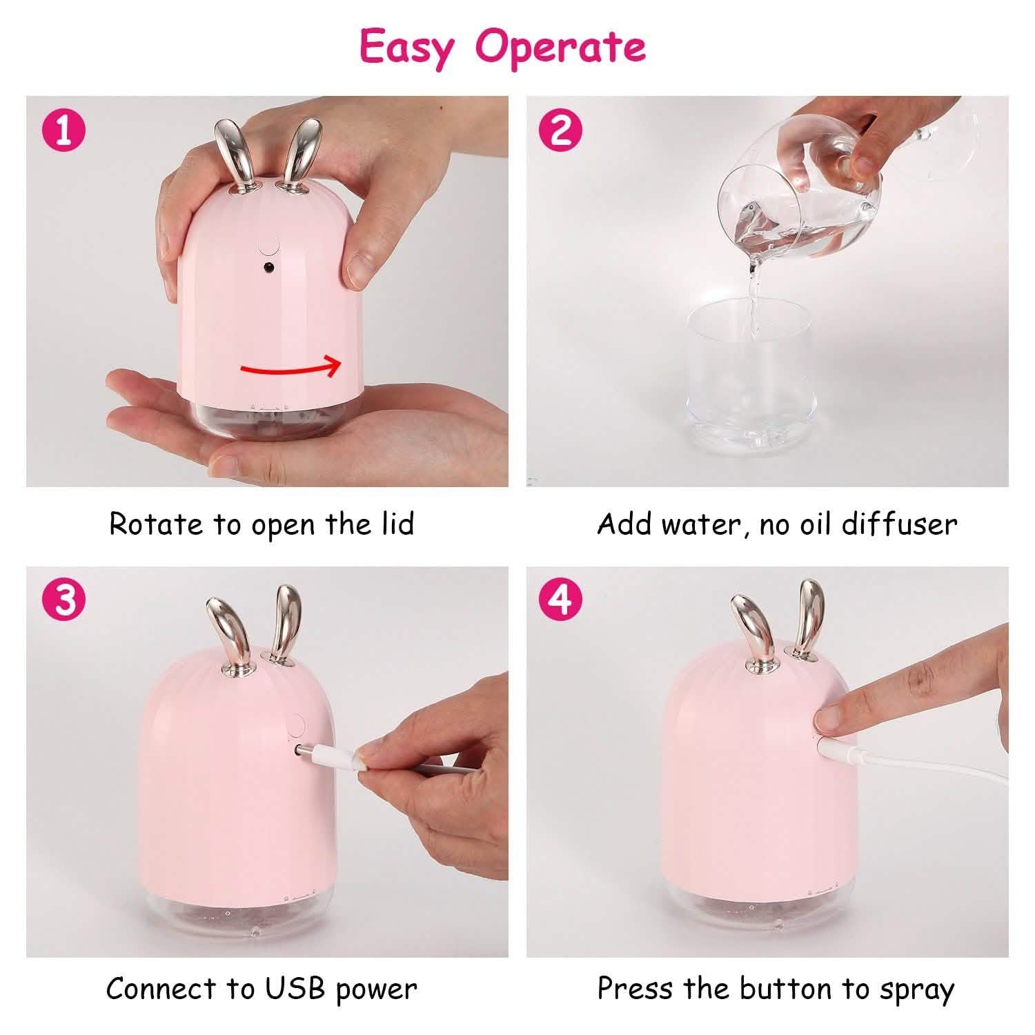 220ml Cool Mist Humidifier Ultrasonic Air Diffuser Atomizer with 7 Color DailySale