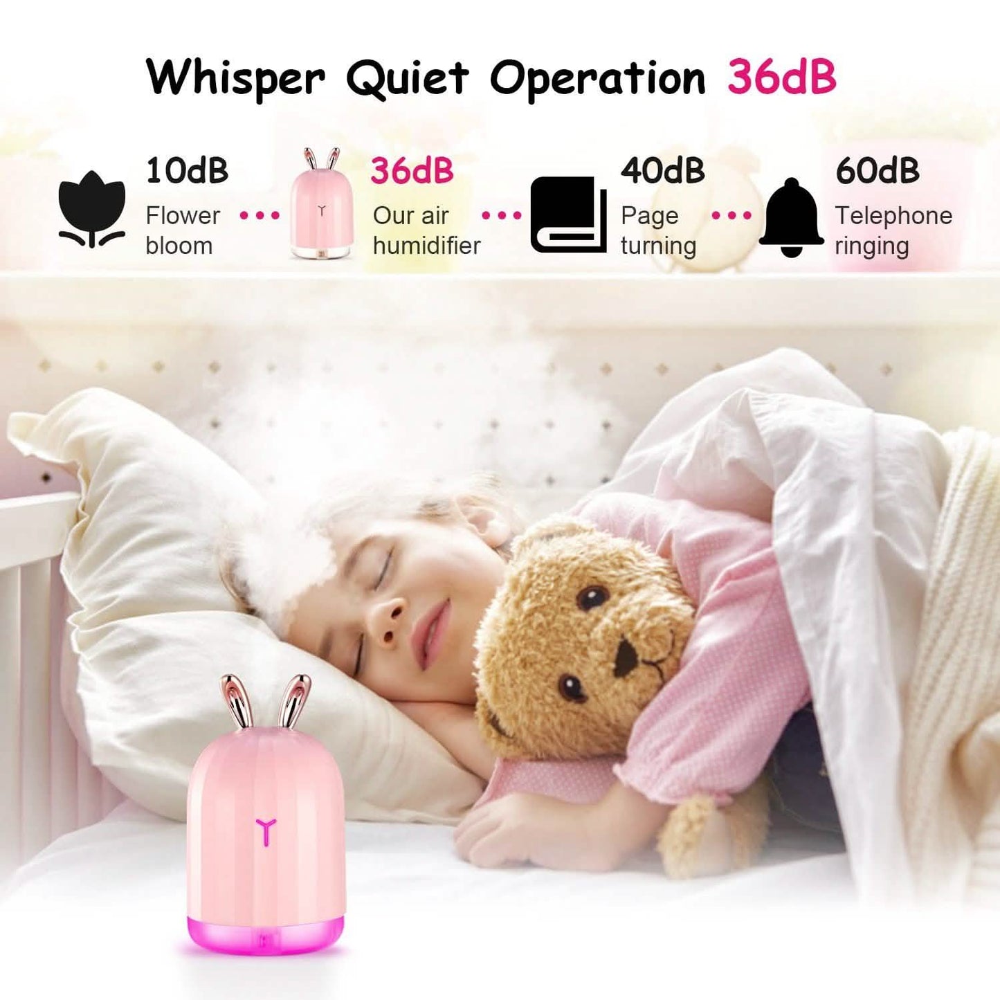 220ml Cool Mist Humidifier Ultrasonic Air Diffuser Atomizer with 7 Color DailySale