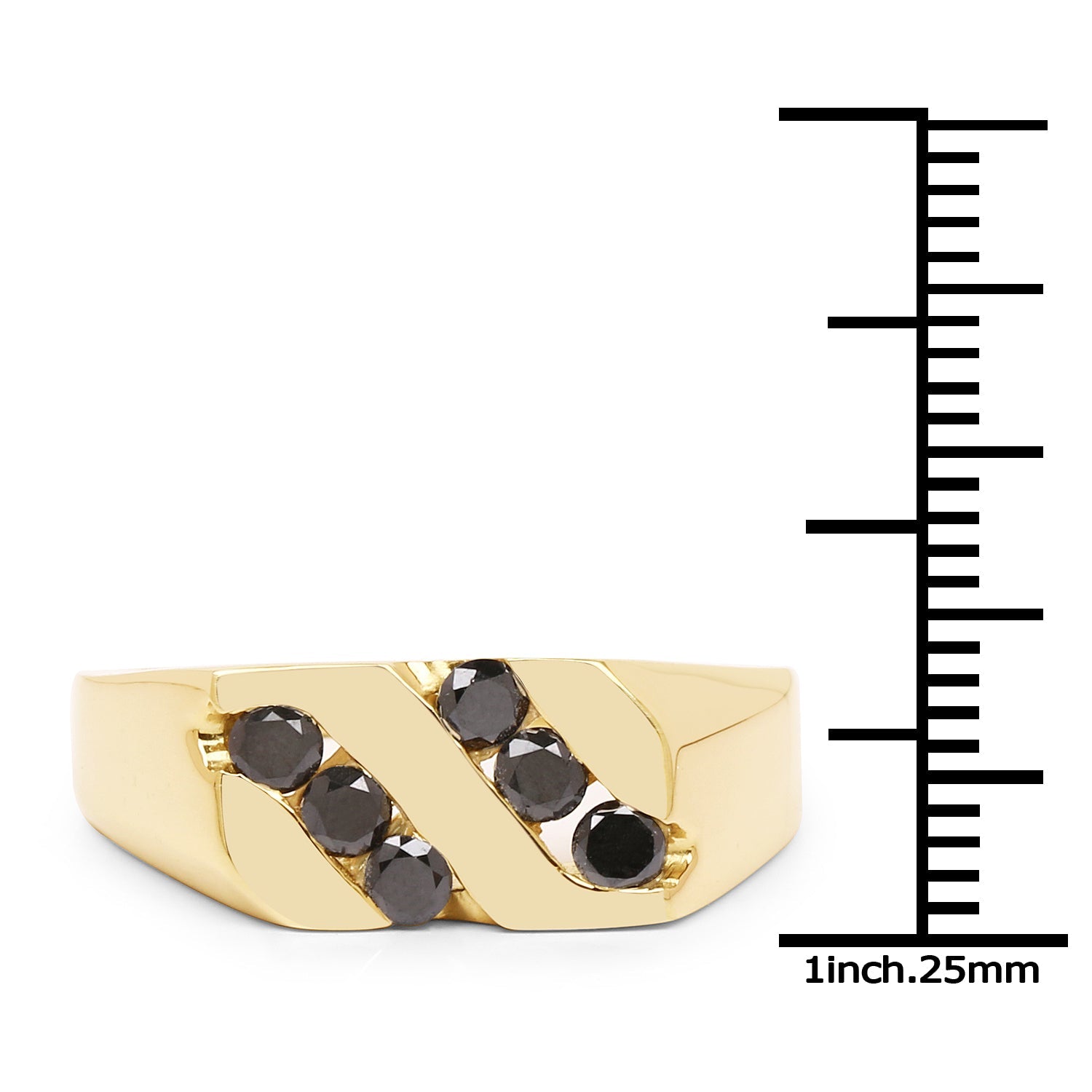 14K Yellow Gold Plated 0.60 Carat Genuine Black Diamond .925 Sterling Silver Ring Bids.com