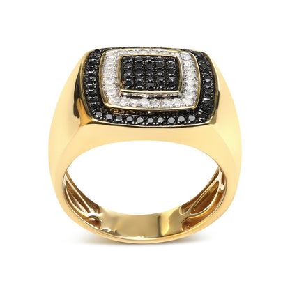 Men's 10K Yellow Gold 3/4 Cttw White and Black Treated Diamond Ring Band (Black / I-J Color, I2-I3 Clarity) - Size 10 Bids.com
