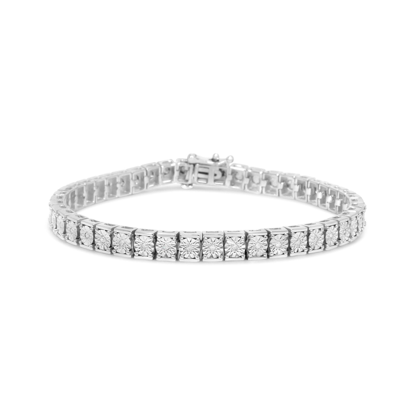 .925 Sterling Silver 1/10 Cttw Diamond 7.25" Link Bracelet (I-J Color, I2-I3 Clarity) Bids.com