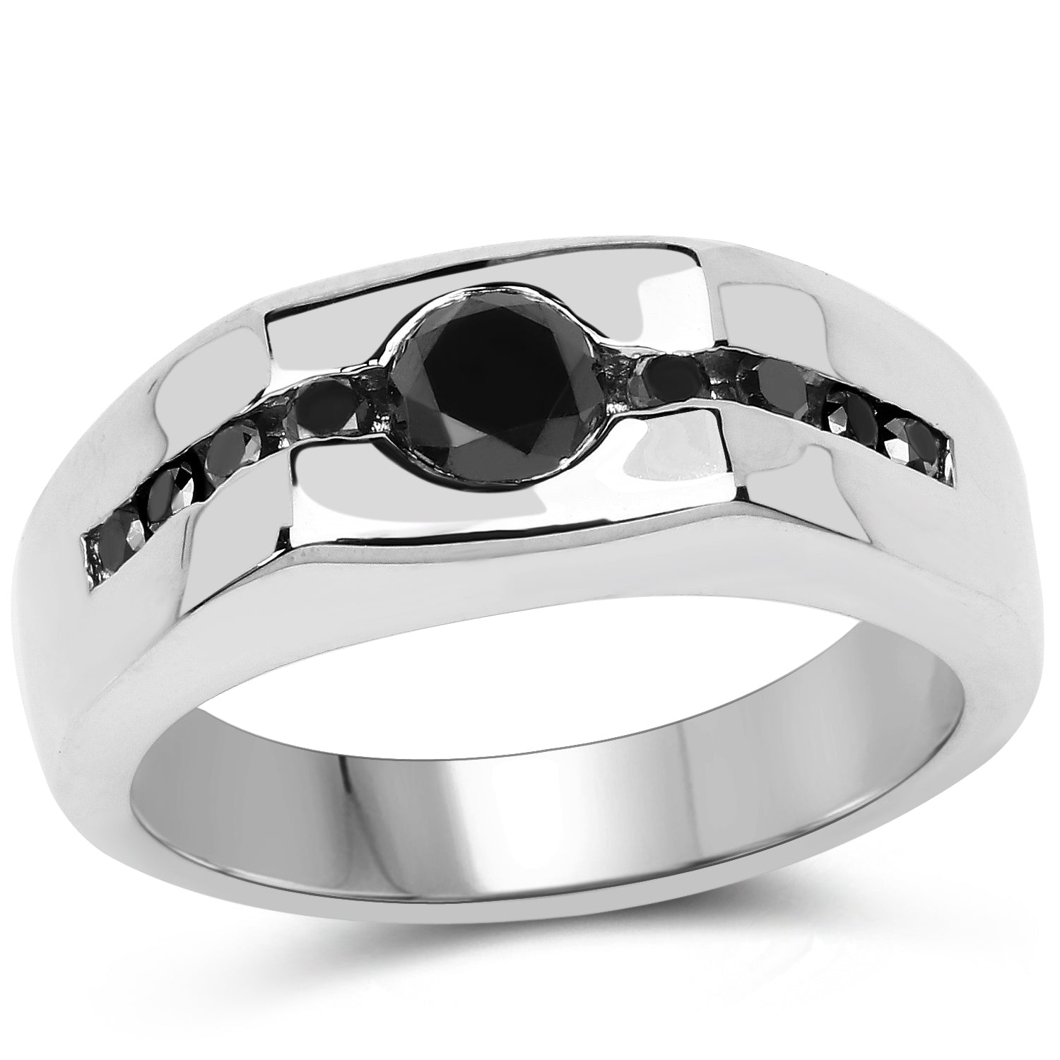 0.74 Carat Genuine Black Diamond .925 Sterling Silver Ring Bids.com