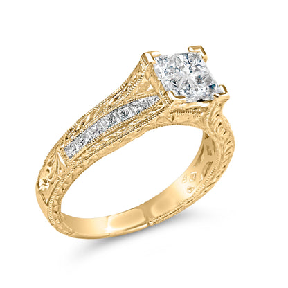 14K Yellow Gold 1.0 Cttw Princess Composite Diamond Engagement Ring (G-H Color, VS1-VS2 Clarity) - Size 7 Bids.com