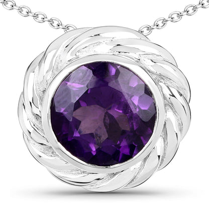 3.30 Carat Genuine Amethyst .925 Sterling Silver Pendant Bids.com