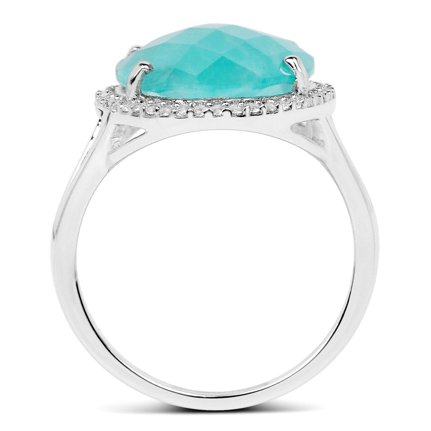 8.14 Carat Genuine Amazonite And White Topaz .925 Sterling Silver Ring Bids.com
