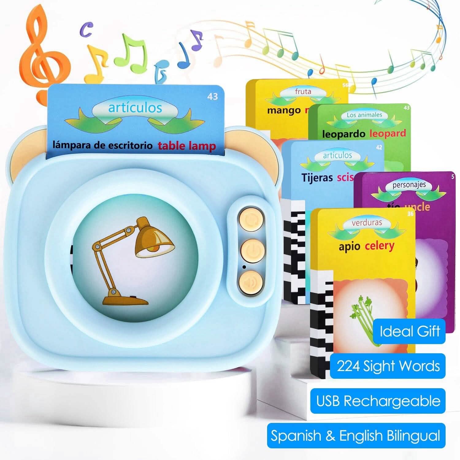 224 Sight Words Spanish and English Bilingual Talking Flash Cards DailySale