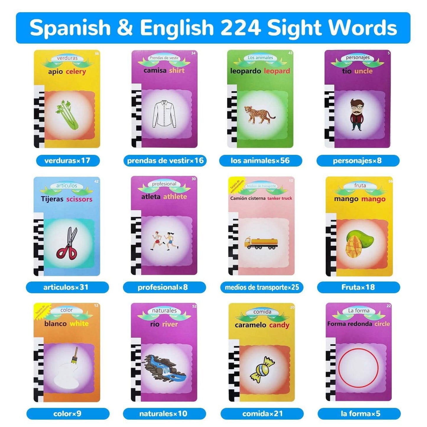 224 Sight Words Spanish and English Bilingual Talking Flash Cards DailySale