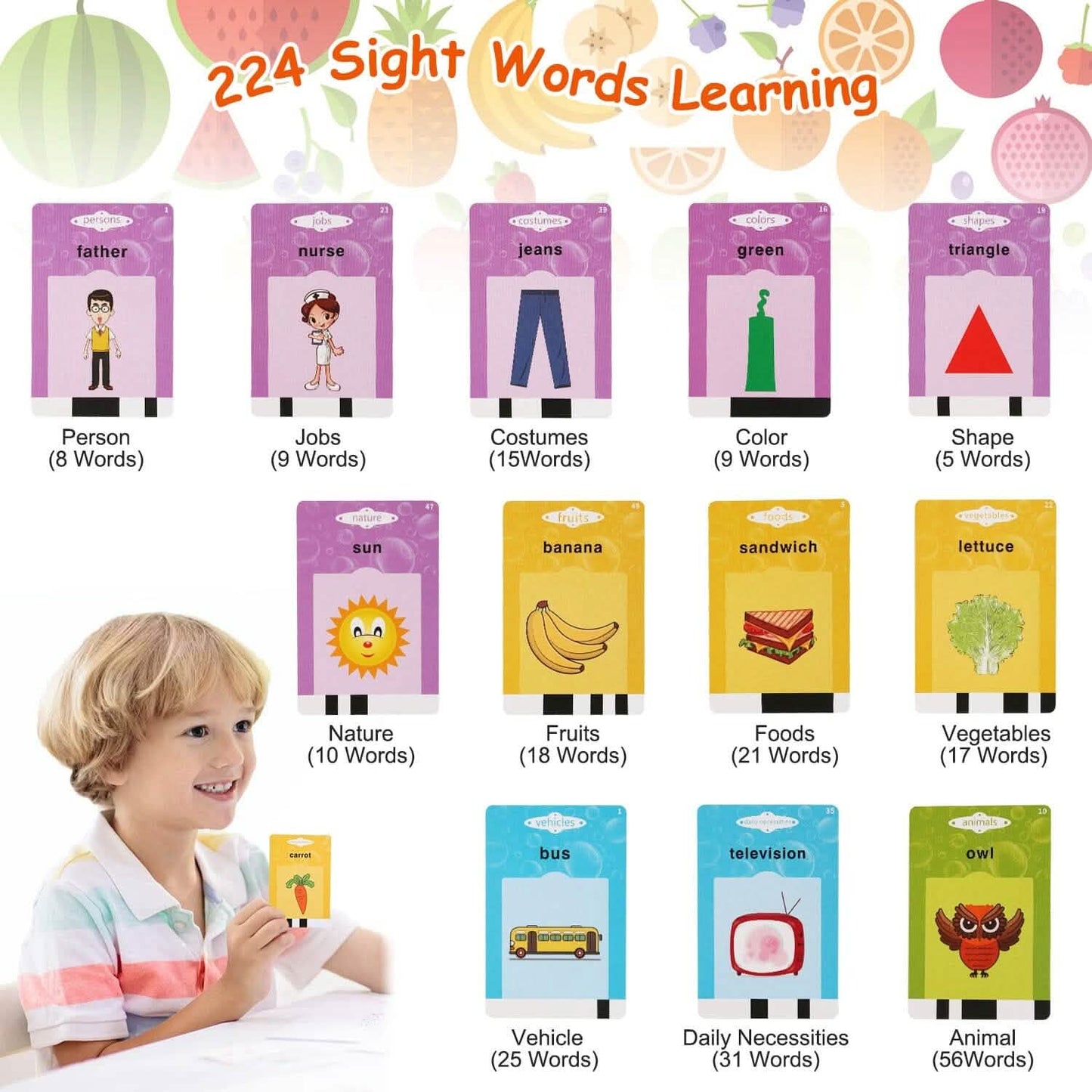 224 Words Kid Flash Talking Cards DailySale